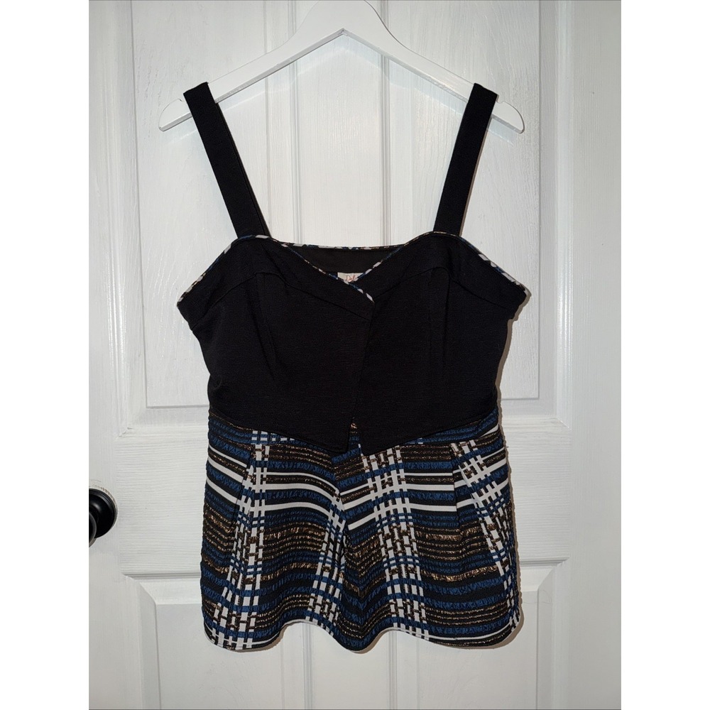 Anthropologie Nathalie Peplum Top Deletta Womens Strap‎ Peplum Ruffle Top Sz L